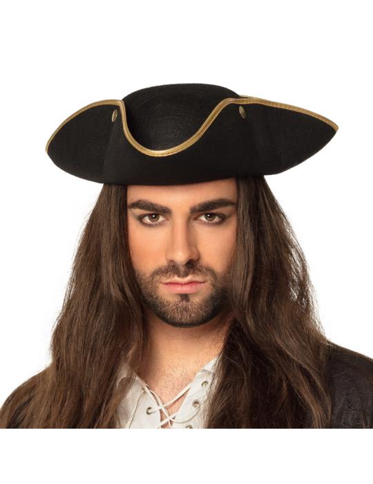 1Kapelusz Pirat Kapitan Korsarz 81934 ze złotą lamówką