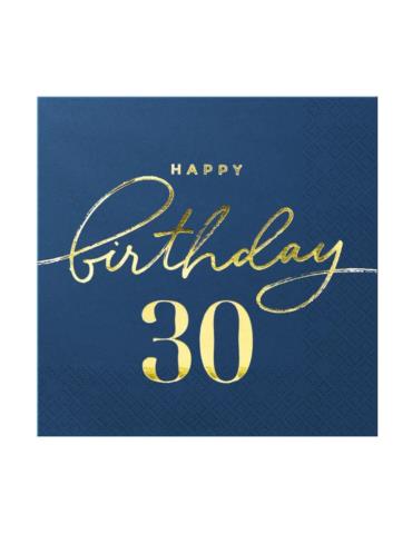 1Serwetki Happy Birthday 30 130476 granatowe 10 sztuk 33x33 urodzinowe papierowe