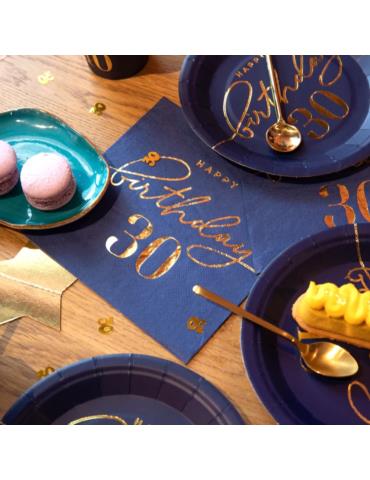 1Serwetki Happy Birthday 30 130476 granatowe 10 sztuk 33x33 urodzinowe papierowe