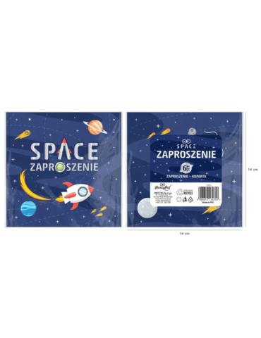 1Zaproszenia Kosmos urodzinowe 130353 6 sztuk astronauta