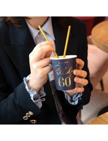 1Kubeczki Happy Birthday 60 130407 granatowy 6 sztuk 220 ml urodzinowe przyjęcia