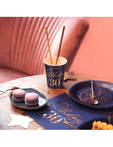 1Kubeczki Happy Birthday 30 130377 granatowe 6 sztuk 220 ml urodzinowe przyjęcia