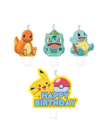 1Świeczki urodzinowe Pokemon 9904828 Happy Birthday Pikachu na tort 4 szt.