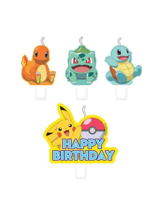 1Świeczki urodzinowe Pokemon 9904828 Happy Birthday Pikachu na tort 4 szt.