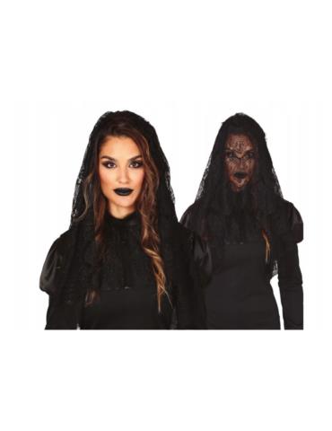 1Welon Koronkowy Czarny 17721BZ Wdowa woalka mantyla na grzebyku