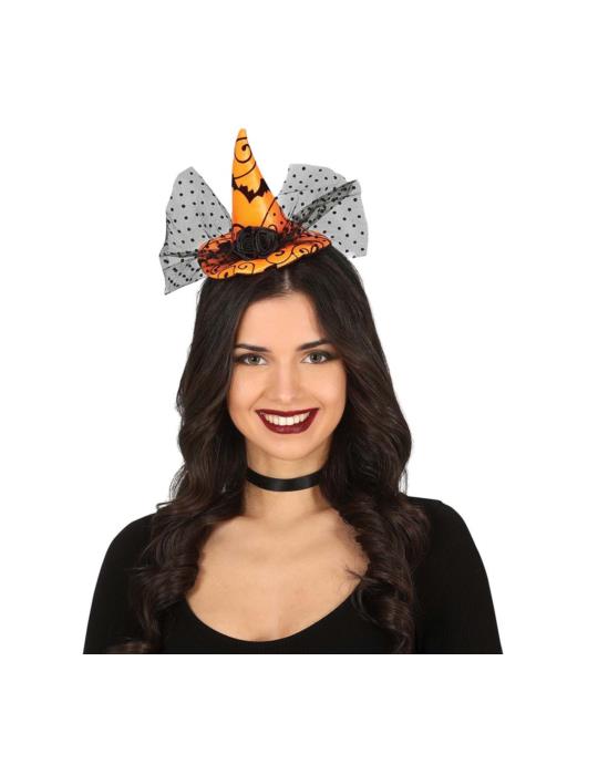 1Opaska Czarownicy Kapelusz 24118BZ pomarańczowy mini halloween