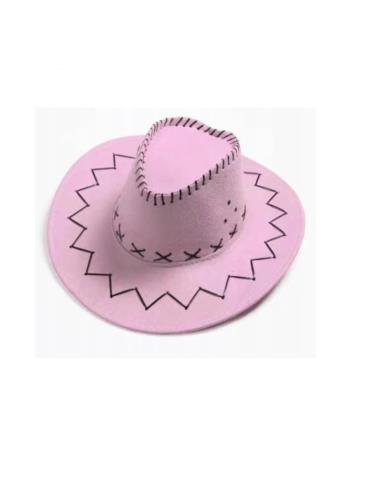 1Kapelusz Kowboj Różowy Welur TC2360R dla dorosłych western kowbojski dziki zachód