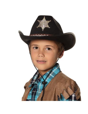 Kapelusz Kowboj Dziecięcy Czarny 04110C western kowbojski dziki zachód country srebna gwiazda szeryf