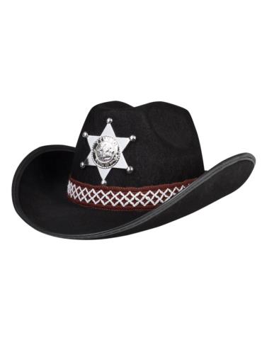 Kapelusz Kowboj Dziecięcy Czarny 04110C western kowbojski dziki zachód country srebna gwiazda szeryf