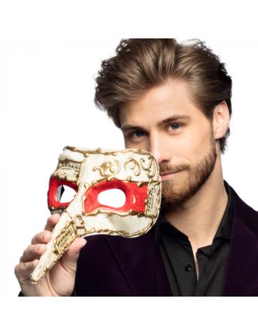 Maska Wenecka z Nosem biała 00342B męska