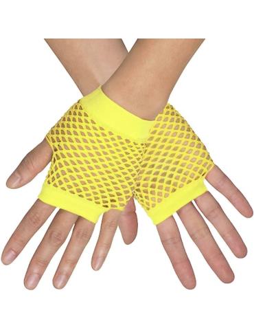 1Rękawiczki siatkowe Różowe 03053 bez palców lata 80-te PRL Disco Rock Metal