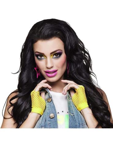 1Rękawiczki siatkowe Żółte 03056 bez palców lata 80-te PRL Disco Rock Metal