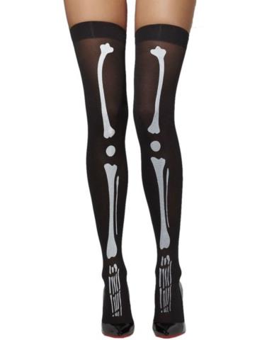 1Pończochy kościotrup z kościami D2711 zakolanówki Halloween