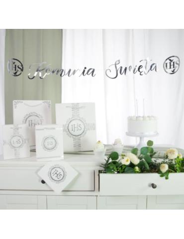 Baner Komunia Święta IHS srebrny 131862 150cm