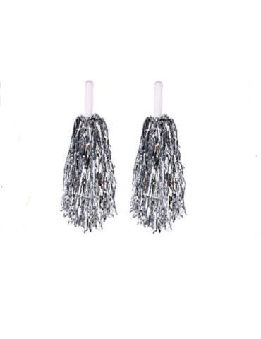 1Pompon Cheerliderki Srebrny 2szt PA069 lurex