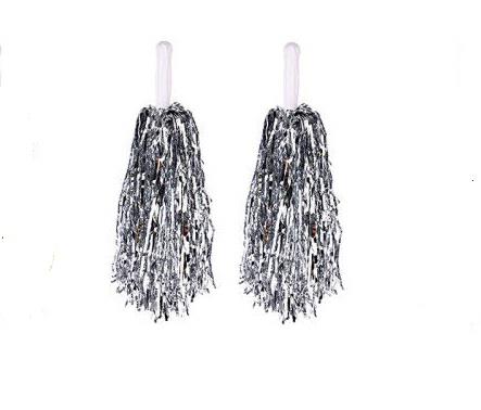 1Pompon Cheerliderki Srebrny 2szt PA069 lurex