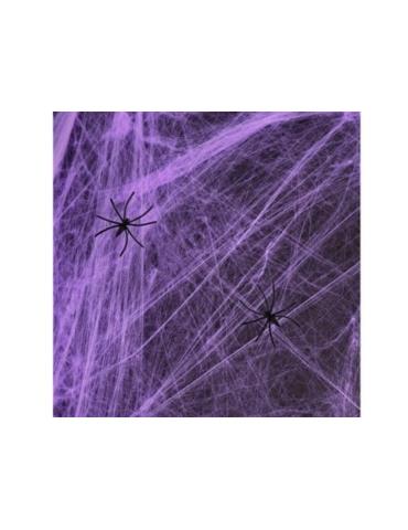 1Pajęczyna Halloween fioletowa A0099F 20g z pająkami Andrzejki Zombie Party
