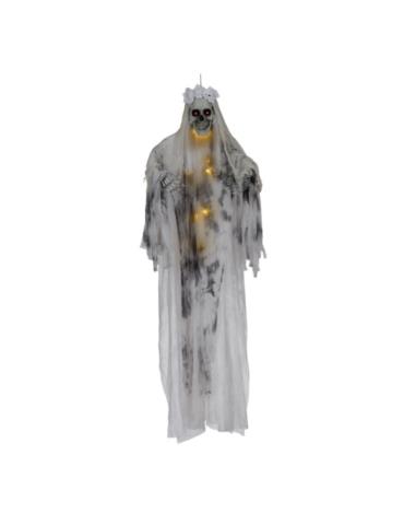 1Dekoracja Kościotrup Pani Młoda 26511BZ Wisząca 180cm światło i dźwięk Halloween Andrzejki Zombie Party