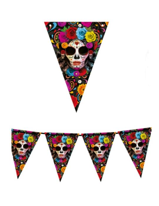 1Flagi girlanda Halloween 3m 24715BZ Czaszki Los Muertos Meksykańskie