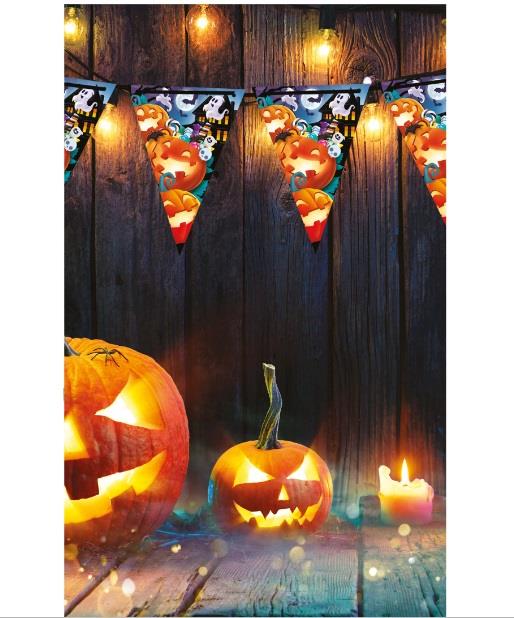 1Flagi girlanda Wesołe Dynie 24716BZ Duszki Nietoperze Halloween Andrzejki
