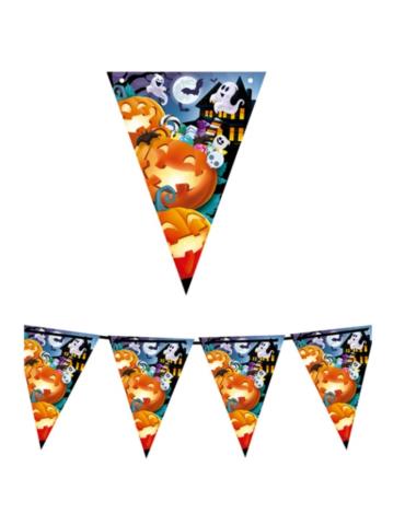 1Flagi girlanda Wesołe Dynie 24716BZ Duszki Nietoperze Halloween Andrzejki