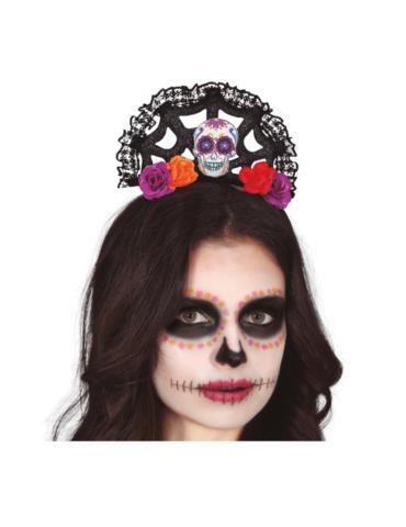 1Opaska Halloween Meksykańska 24586BZ tiara Meksykański Festiwal Śmierci Día de Muertos