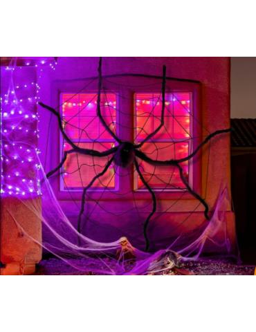 1Pajęczyna Halloween czarna200cm 24501BZ z pająkiem 150cm dekoracja XXL