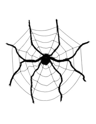 1Pajęczyna Halloween czarna200cm 24501BZ z pająkiem 150cm dekoracja XXL