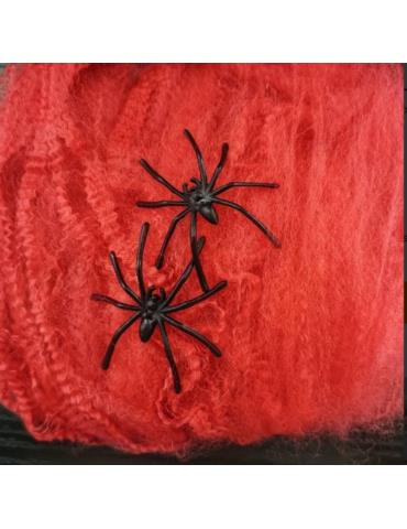 1Pajęczyna Halloween czerwona A0099C 20g z pająkami Andrzejki Zombie Party