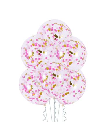 Balony z konfetti różowo-złotym 400104 zestaw 4szt, 12 cali