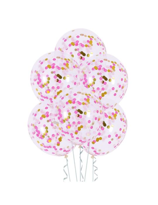 Balony z konfetti różowo-złotym 400104 zestaw 4szt, 12 cali