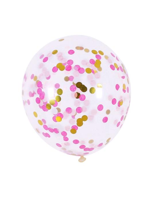 Balony z konfetti różowo-złotym 400104 zestaw 4szt, 12 cali