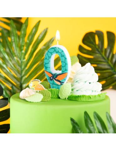 1Świeczka cyfra 0 Dinozaura 138106 Urodzinowa cyferka
