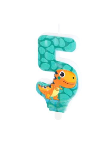 1Świeczka cyfra 5 Dinozaura 138151 Urodzinowa na tort cyferka