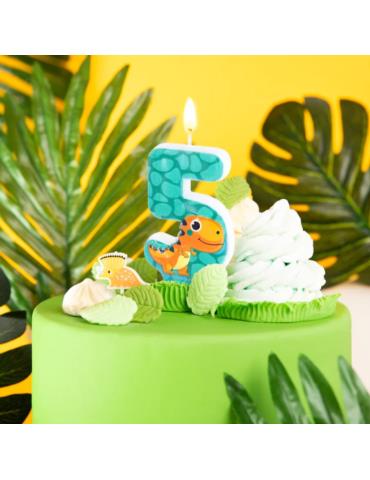 1Świeczka cyfra 5 Dinozaura 138151 Urodzinowa na tort cyferka