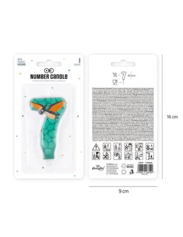 1Świeczka cyfra 7 Dinozaura 138175 Urodzinowa na tort cyferka