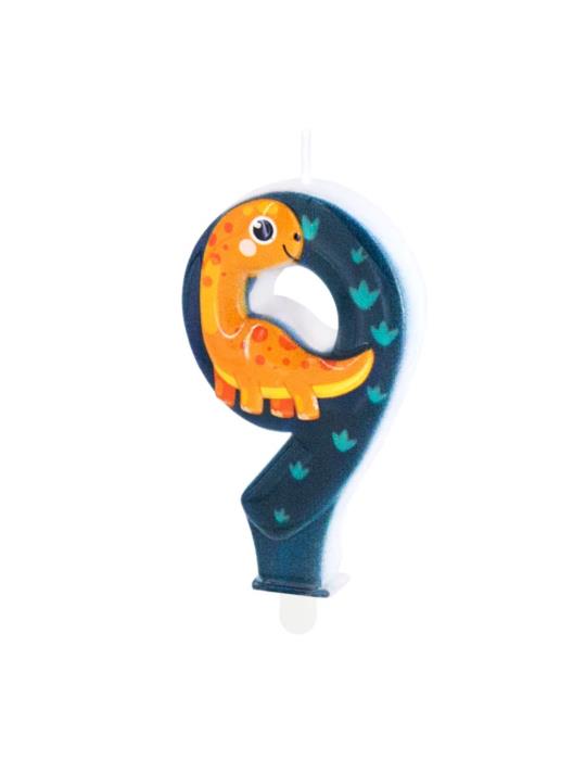 1Świeczka cyfra 9 Dinozaura 138199 Urodzinowa na tort cyferka