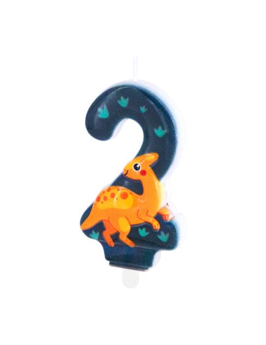 1Świeczka cyfra 2 Dinozaura 138120 Urodzinowa na tort cyferka