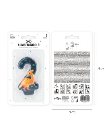 1Świeczka cyfra 2 Dinozaura 138120 Urodzinowa na tort cyferka