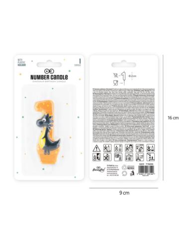 1Świeczka cyfra 1 Dinozaura 138113 Urodzinowa cyferka