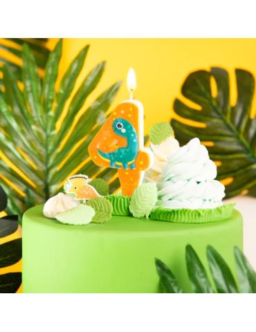 1Świeczka cyfra 4 Dinozaura 138144 Urodzinowa cyferka