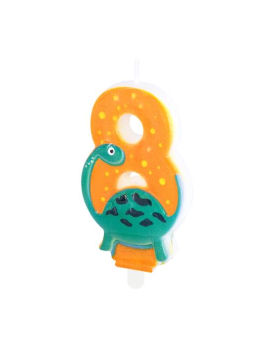 1Świeczka cyfra 8 Dinozaura 138182 Urodzinowa cyferka