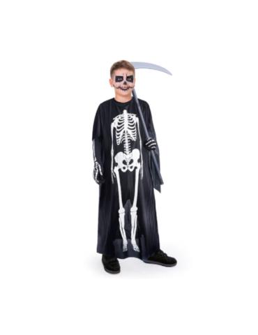 1Strój Ponczo Szkielet 134/140 137314BZ czarno-białe Kościotrup Halloween 120cm