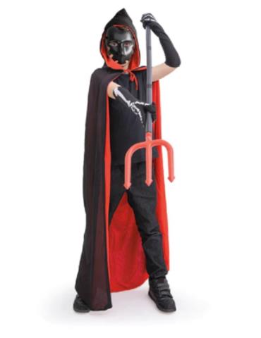 1Strój Peleryna Dwustronna134/140 134184 BZ czarno-czerwwona z kapturem 120cm