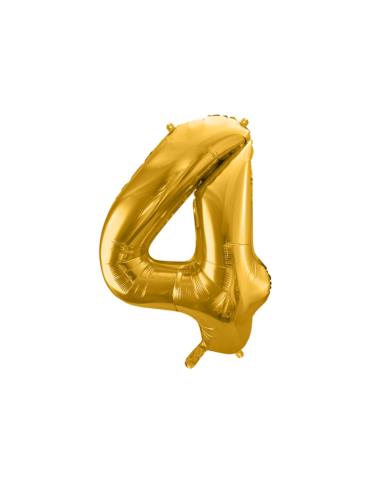 Balon foliowy Cyfra ""4"", 86cm, złoty