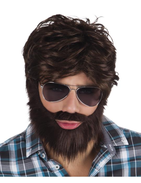 Peruka Męska Brązowa Dude z Brodą CP055 Koleś Król Władca