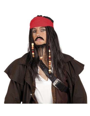 Peruka Męska Brązowa Pirat Jack CP056 Pirata Piracka