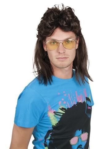 Peruka Męska Brązowa Długa CP058 Lata 80-te disco rock glam PRL