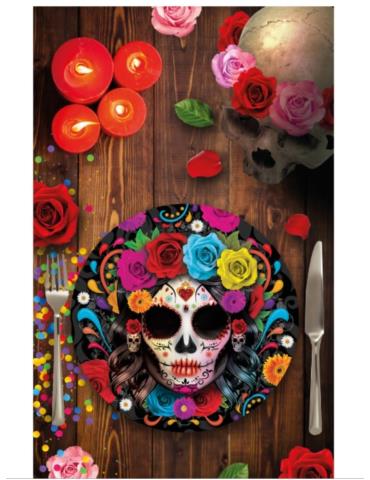 Talerzyki Meksykańskie Halloween 24764BZ 6szt 23cm Día de Muertos Meksykańskie Święto Śmierci