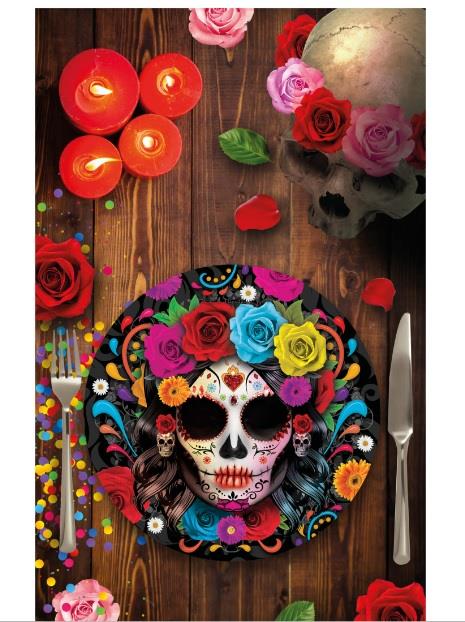 Talerzyki Meksykańskie Halloween 24764BZ 6szt 23cm Día de Muertos Meksykańskie Święto Śmierci